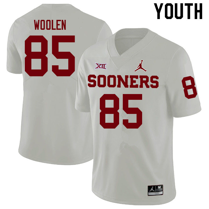 Youth #85 Davion Woolen Oklahoma Sooners College Football Jerseys Sale-White - Click Image to Close